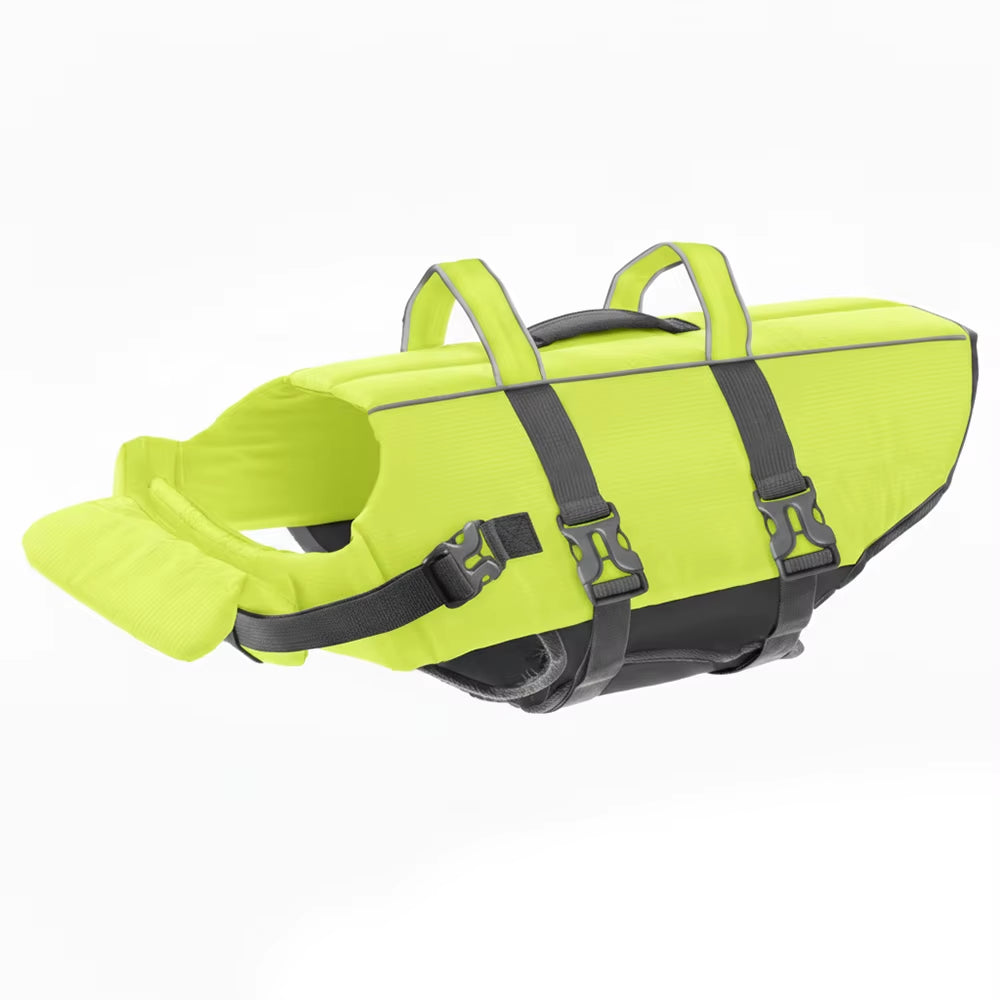 Custom Dog Life Jacket Vest Swimming Boating Kayaking Pet Ripstop Buoyancy Lifesaver Rescue with Handle Bright Green