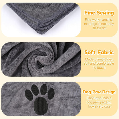 Dog Towels for Drying Dogs Large, Absorbent Microfiber Dogs Bath Towel, 40 X 24 Inch Soft Pet Grooming Towel, Dog Shower & Bath Supplies(Grey)