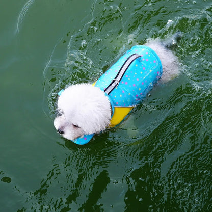 Giubbotto di salvataggio Floa per cani, colore azzurro, con maniglia di soccorso
