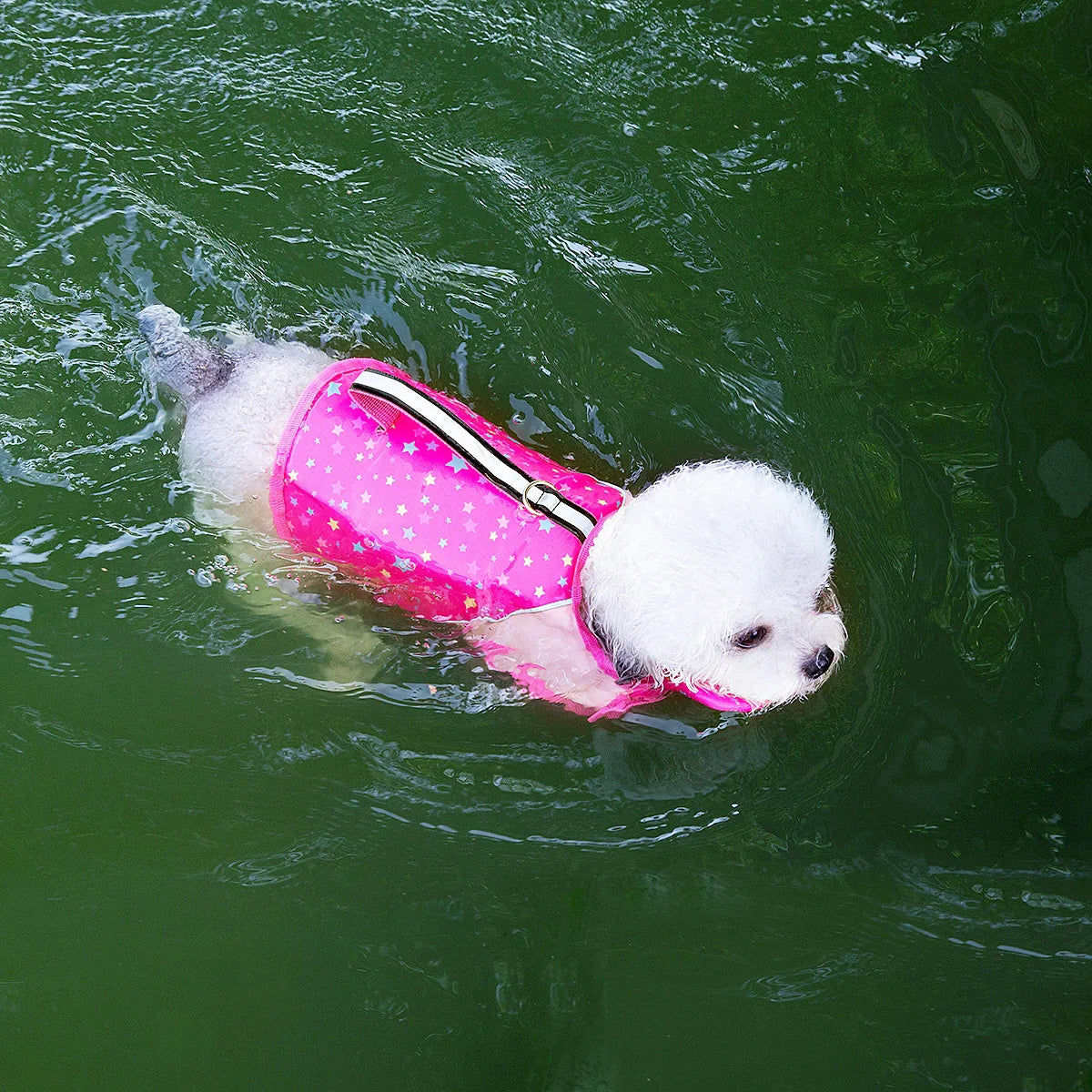 Giubbotto di salvataggio Floa per cani, colore rosa, con maniglia di soccorso
